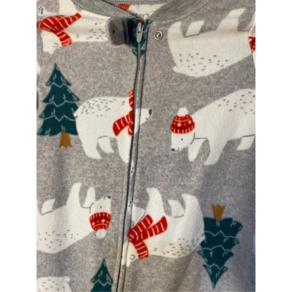 Carters, unisex, toddler, one piece, polar bear, fleece pajamas S/T
